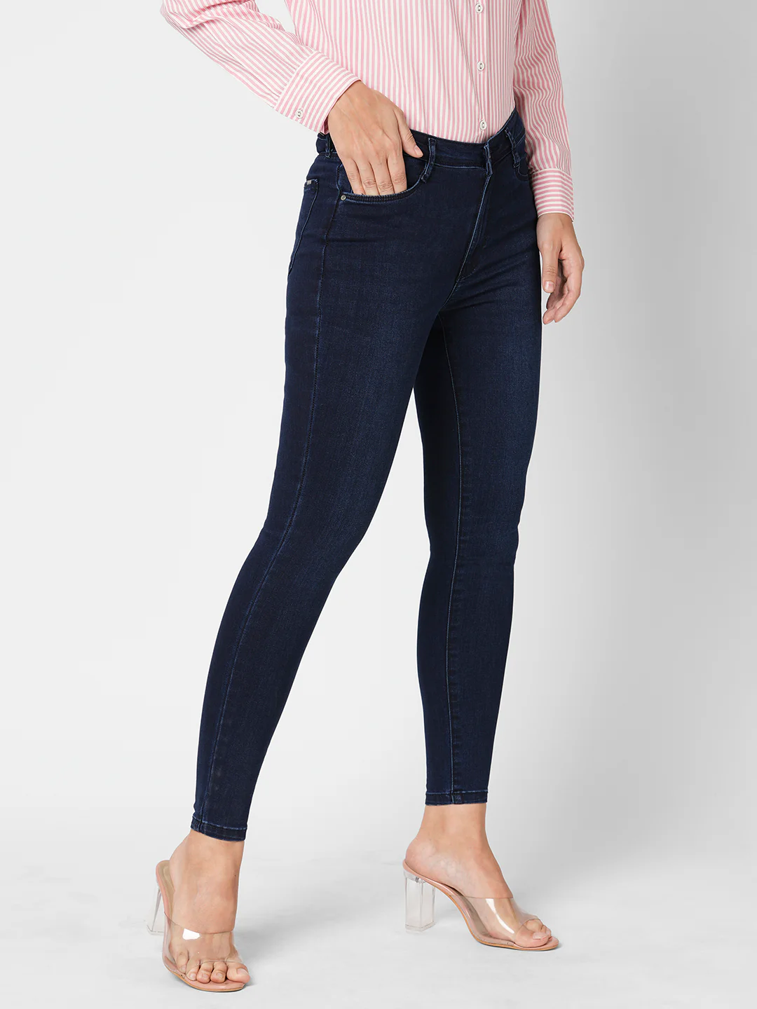 Women Dark Blue Sky High-Rise Skinny Fit Jeans - Image 5