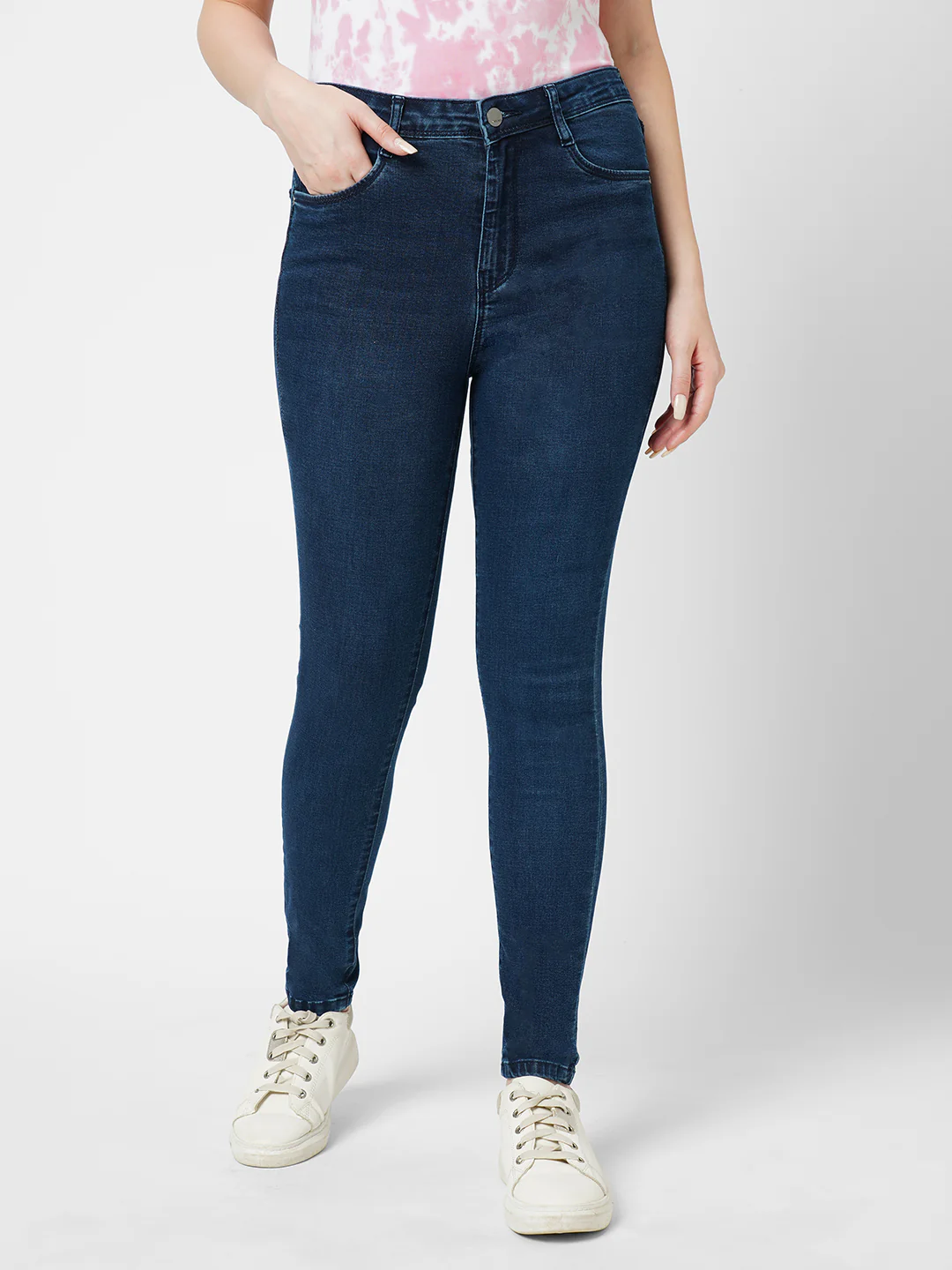 Women Dark Blue Sky High-Rise Skinny Jeans - Image 2
