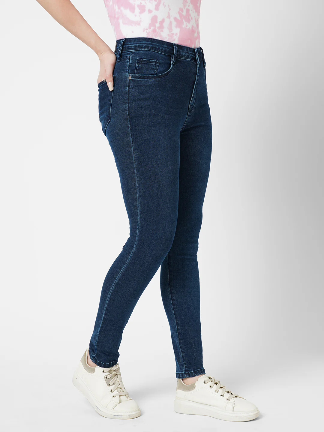 Women Dark Blue Sky High-Rise Skinny Jeans - Image 6