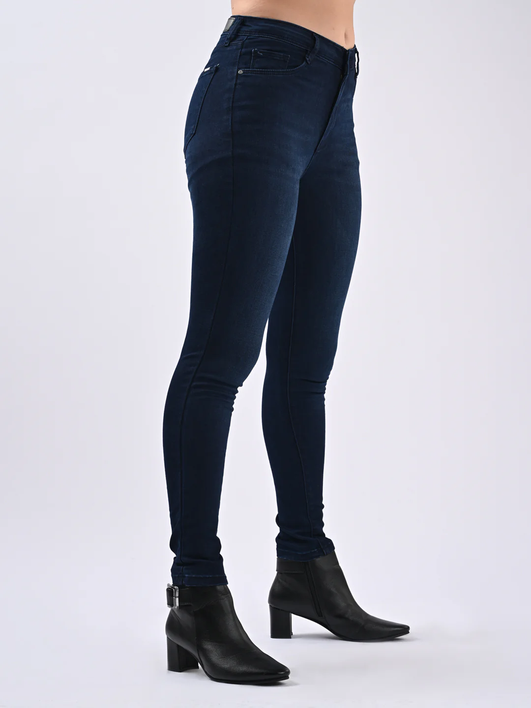 Women Dark Blue Sky High Skinny Jeans - Image 4