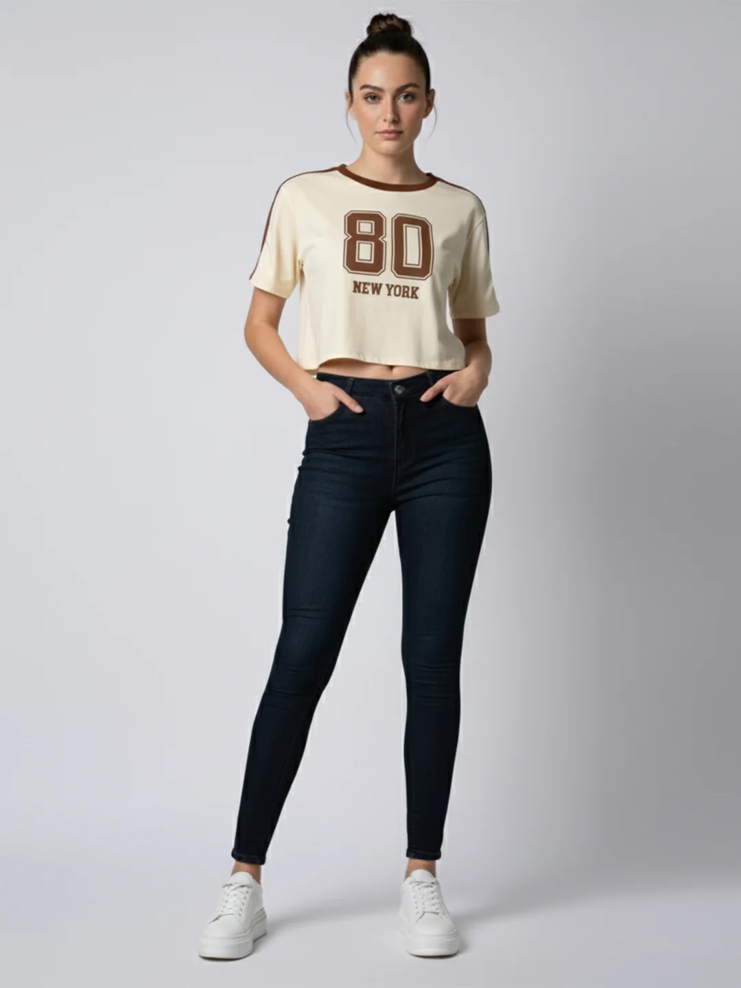 Women Dark Blue Sky High Skinny Jeans - Image 4