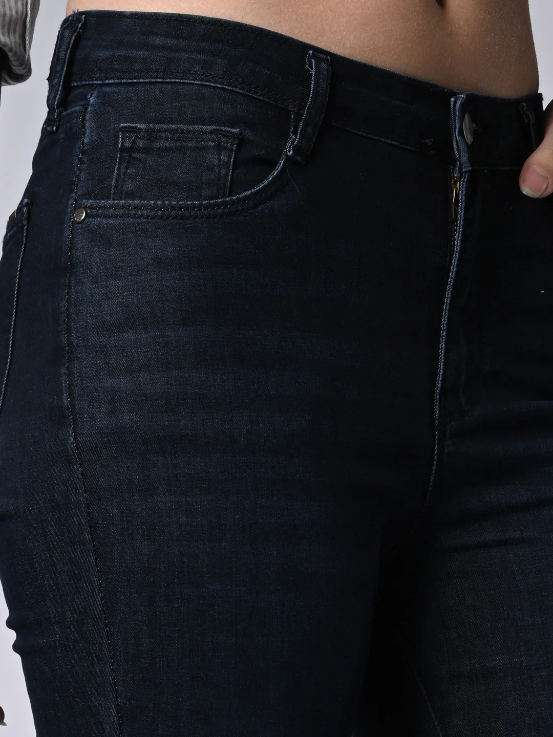Women Dark Blue Sky High Skinny Jeans - Image 5