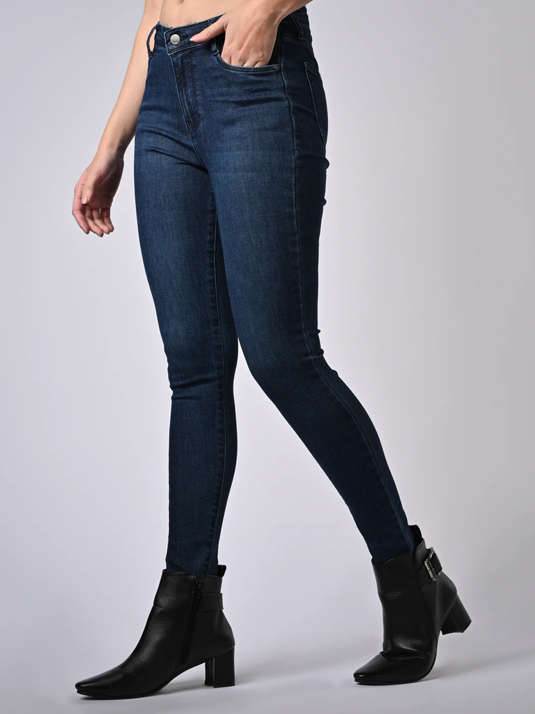 Women Dark Blue Sky High Skinny Jeans - Image 6