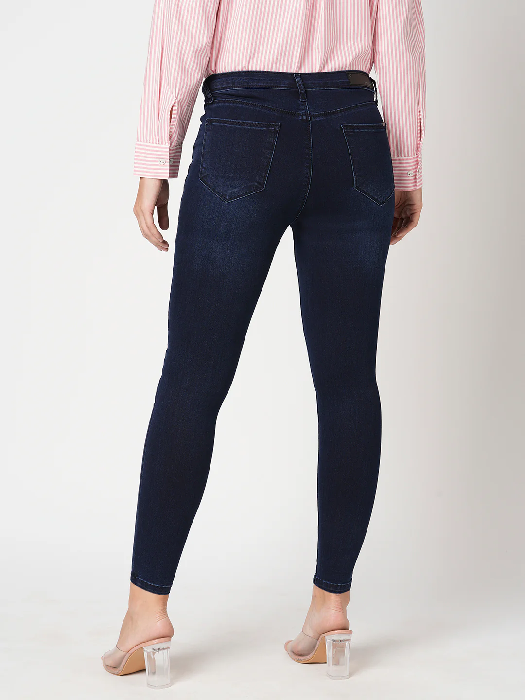 Women Dark Blue Sky High Skinny Jeans - Image 3