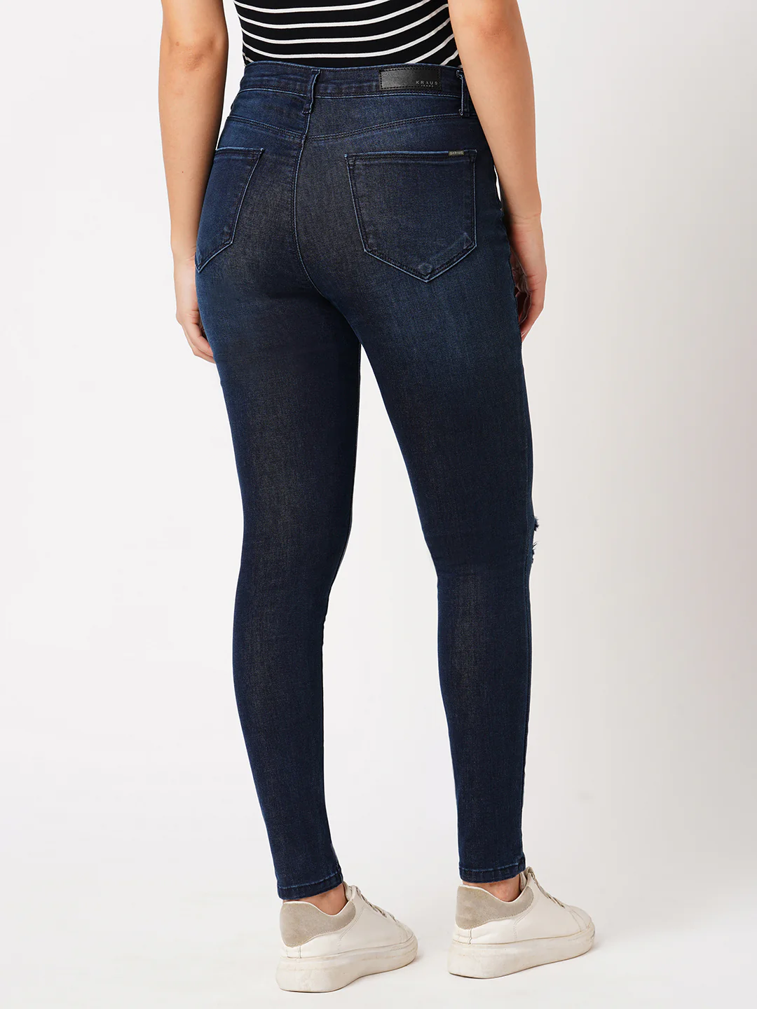 Women Dark Blue Sky High Skinny Jeans - Image 3