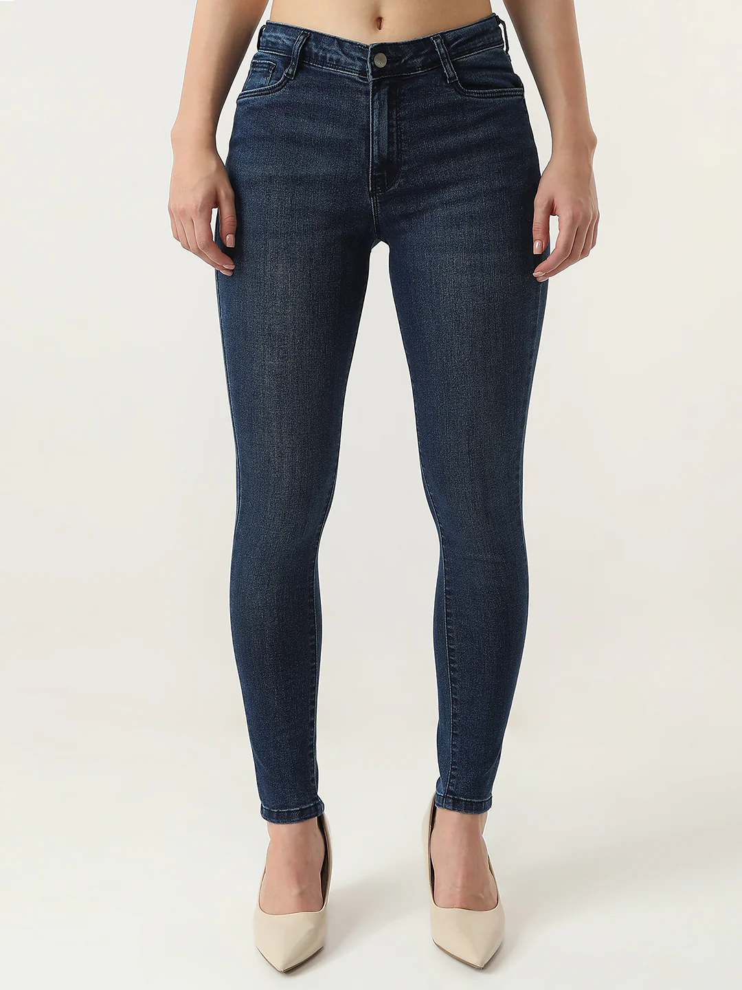 Women Dark Blue Sky High Skinny Jeans - Image 2