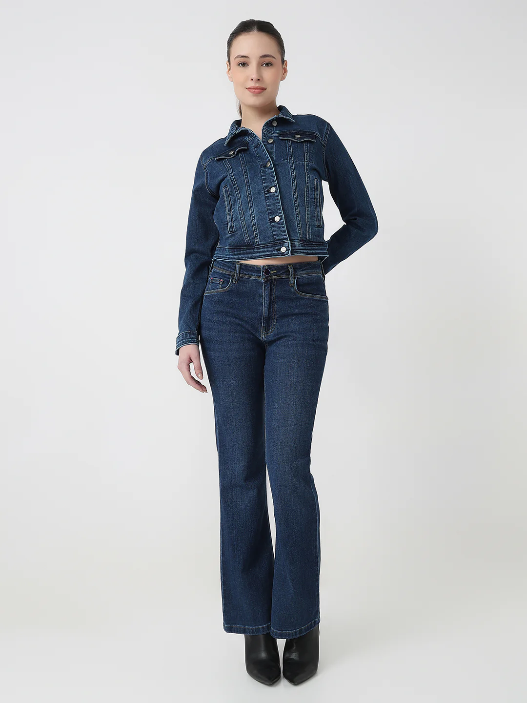 Women Dark Blue Slim Fit Jacket - Image 4