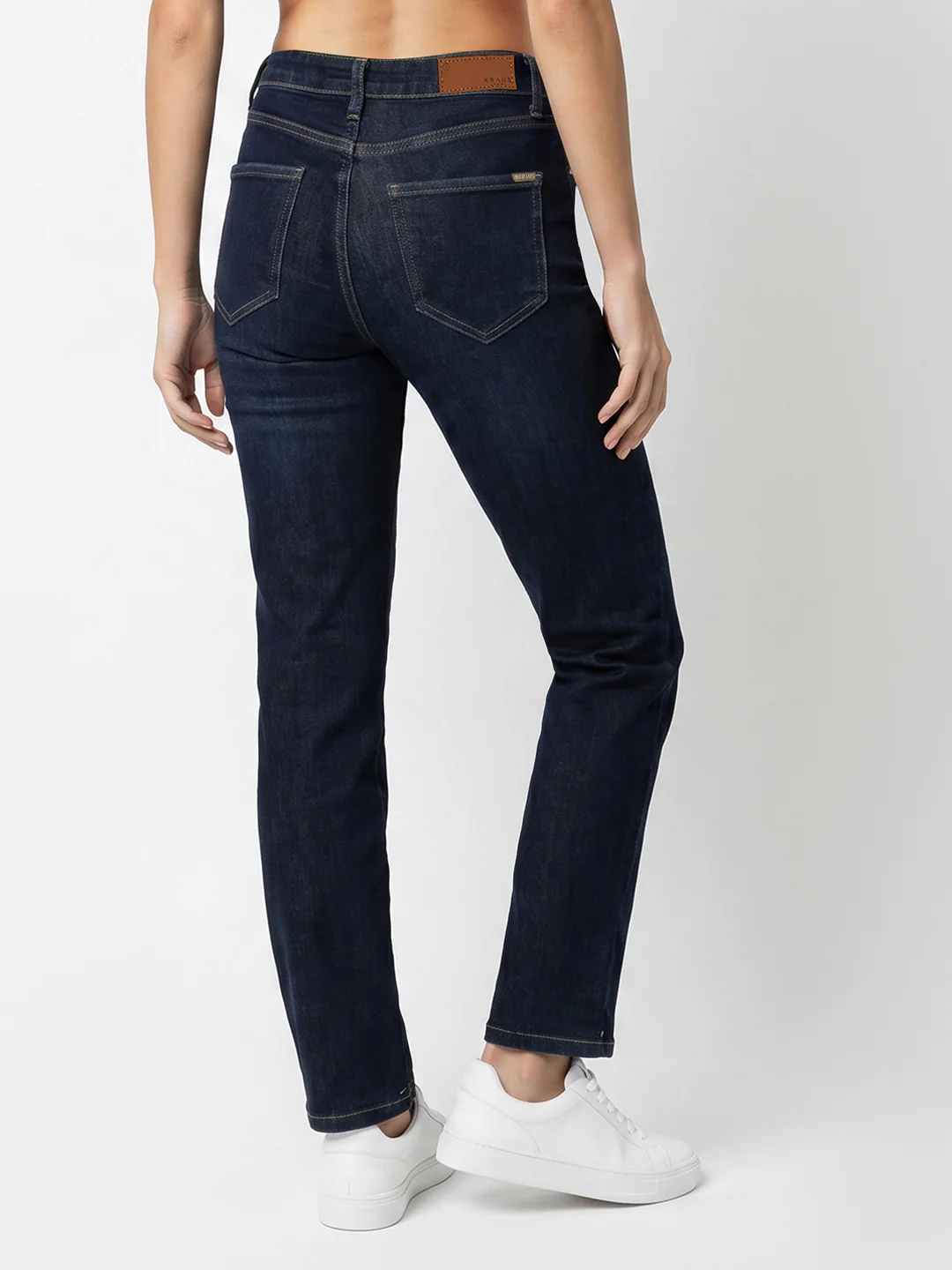 Women Dark Blue Slim Straight Fit Jeans - Image 3
