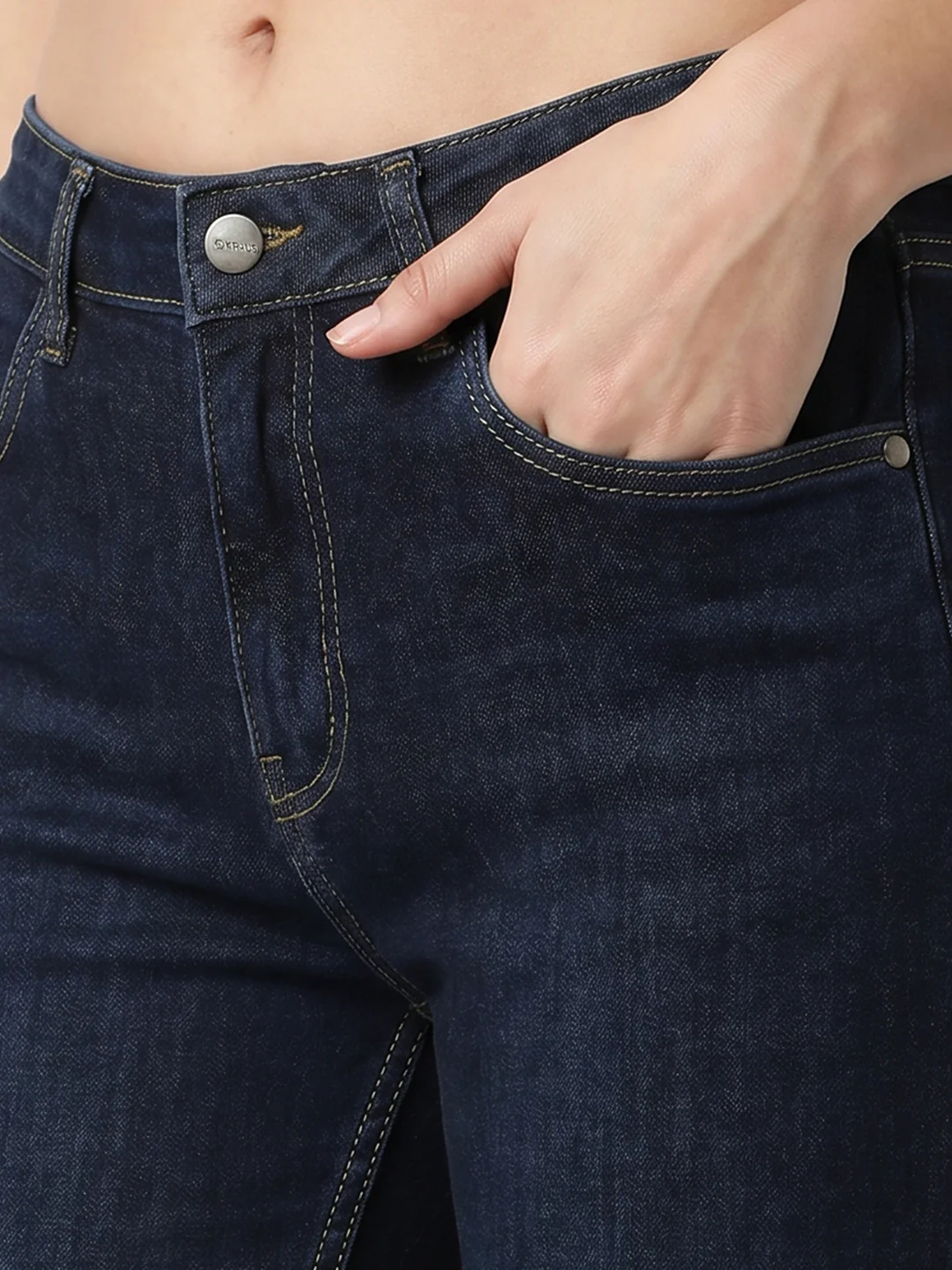 Women Dark Blue Slim Straight Fit Jeans - Image 5