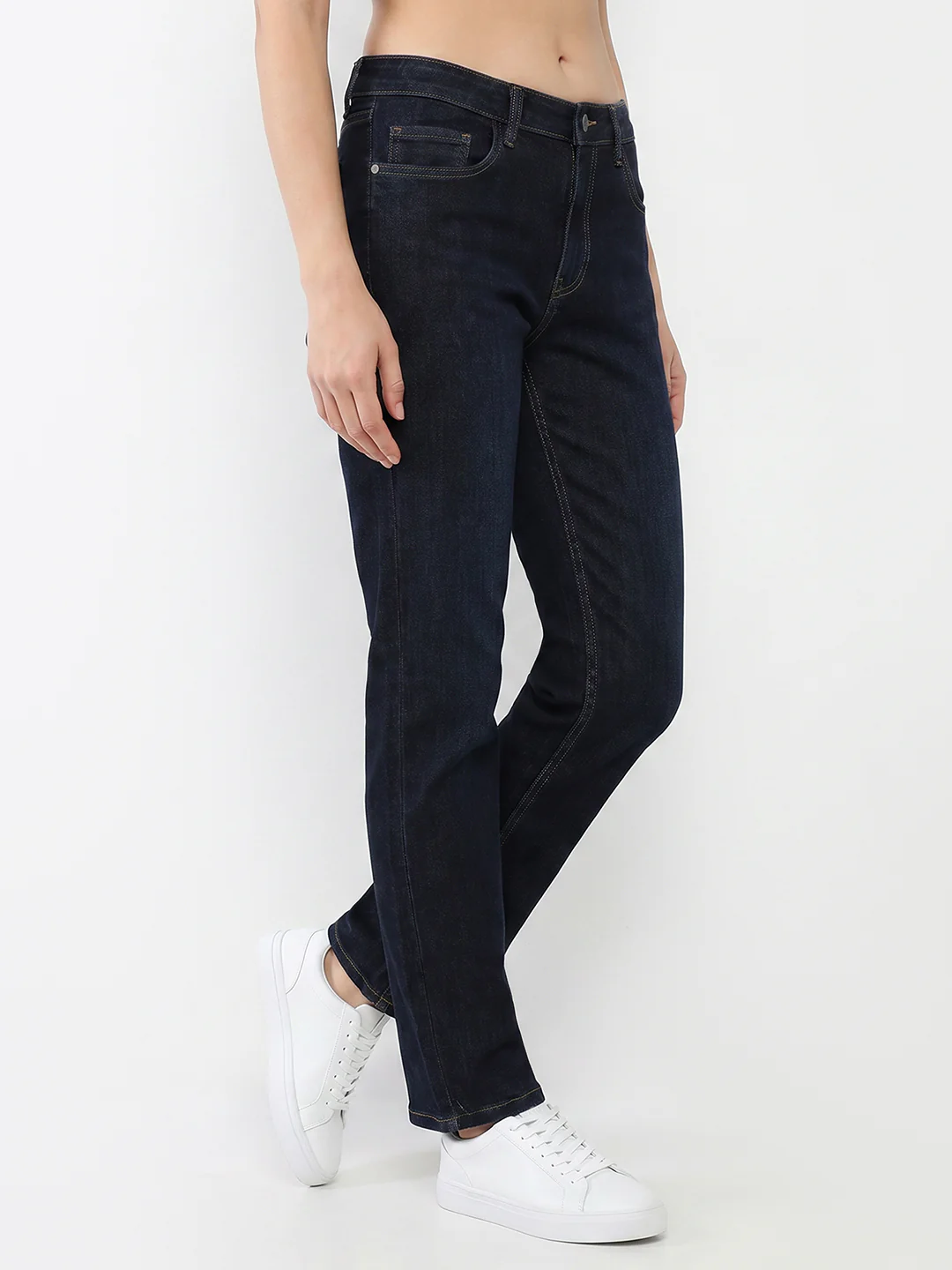 Women Dark Blue Slim Straight Fit Jeans - Image 6