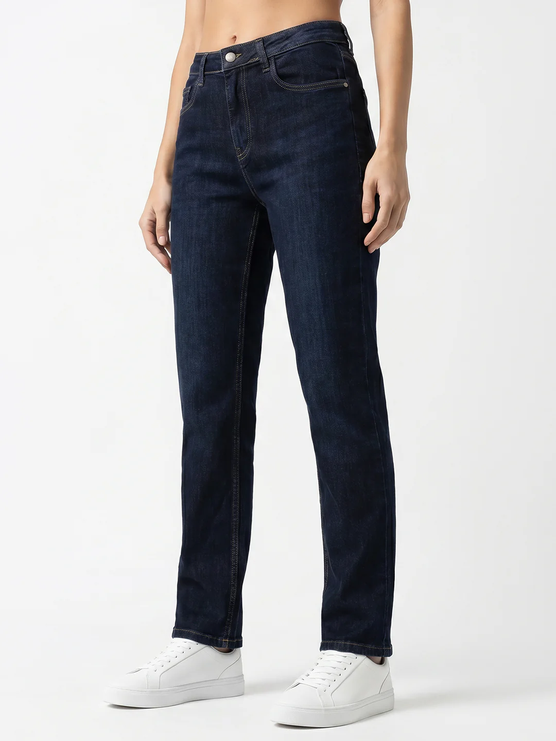 Women Dark Blue Slim Straight Fit Jeans - Image 8
