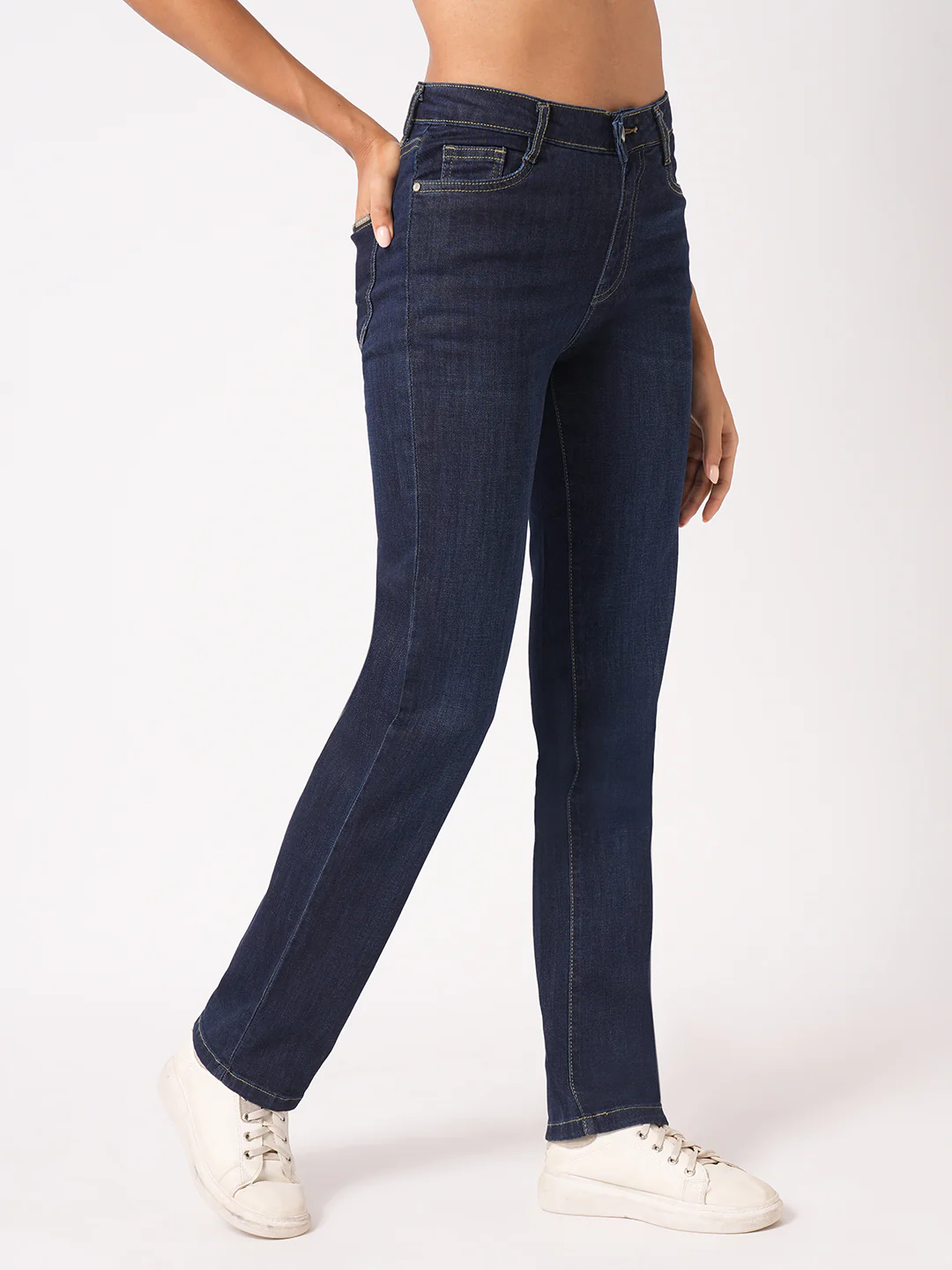 Women Dark Blue Slim Straight Fit Jeans - Image 6