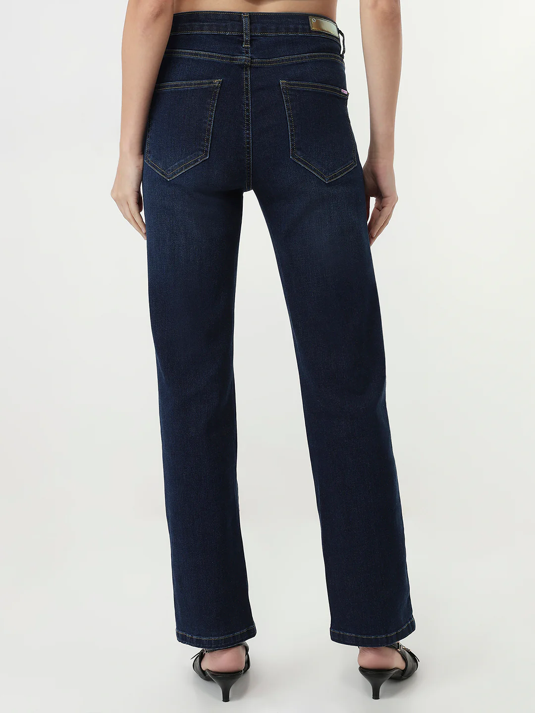 Women Dark Blue Slim Straight Jeans - Image 3