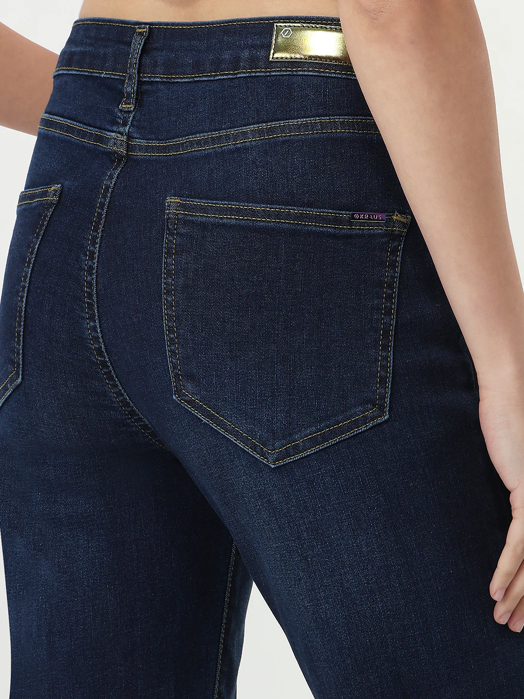 Women Dark Blue Slim Straight Jeans - Image 6