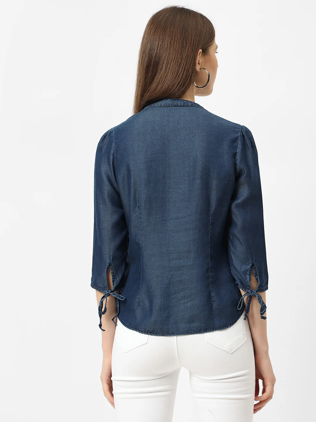 Women Dark Blue Slim Top - Image 3