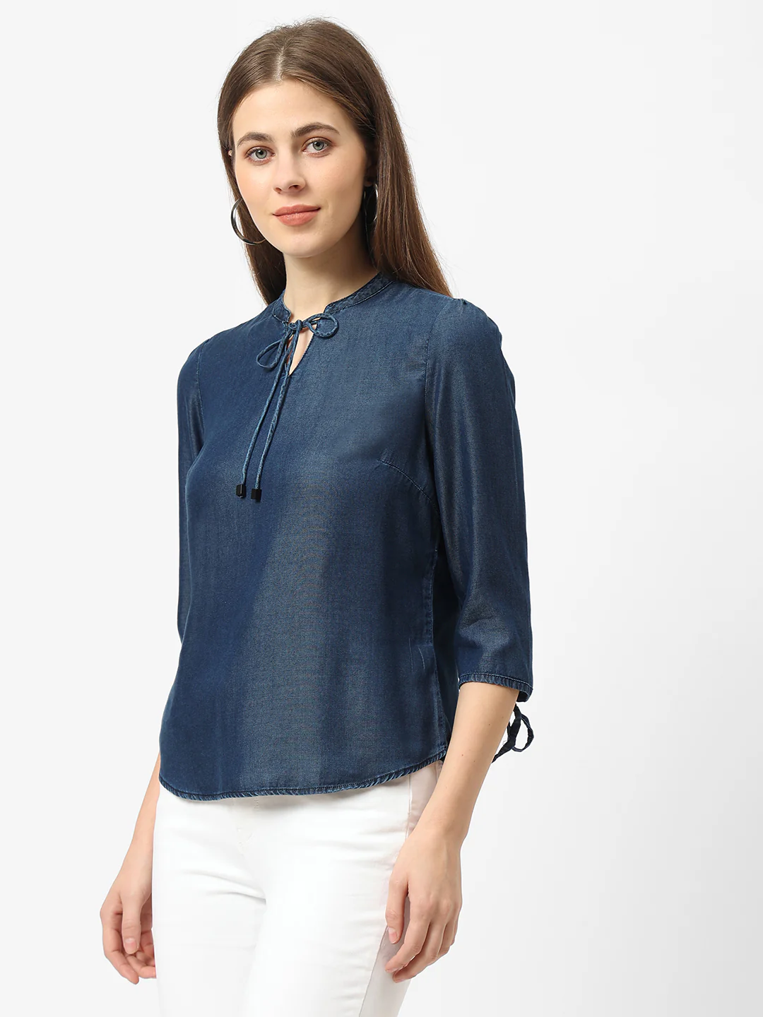 Women Dark Blue Slim Top - Image 4