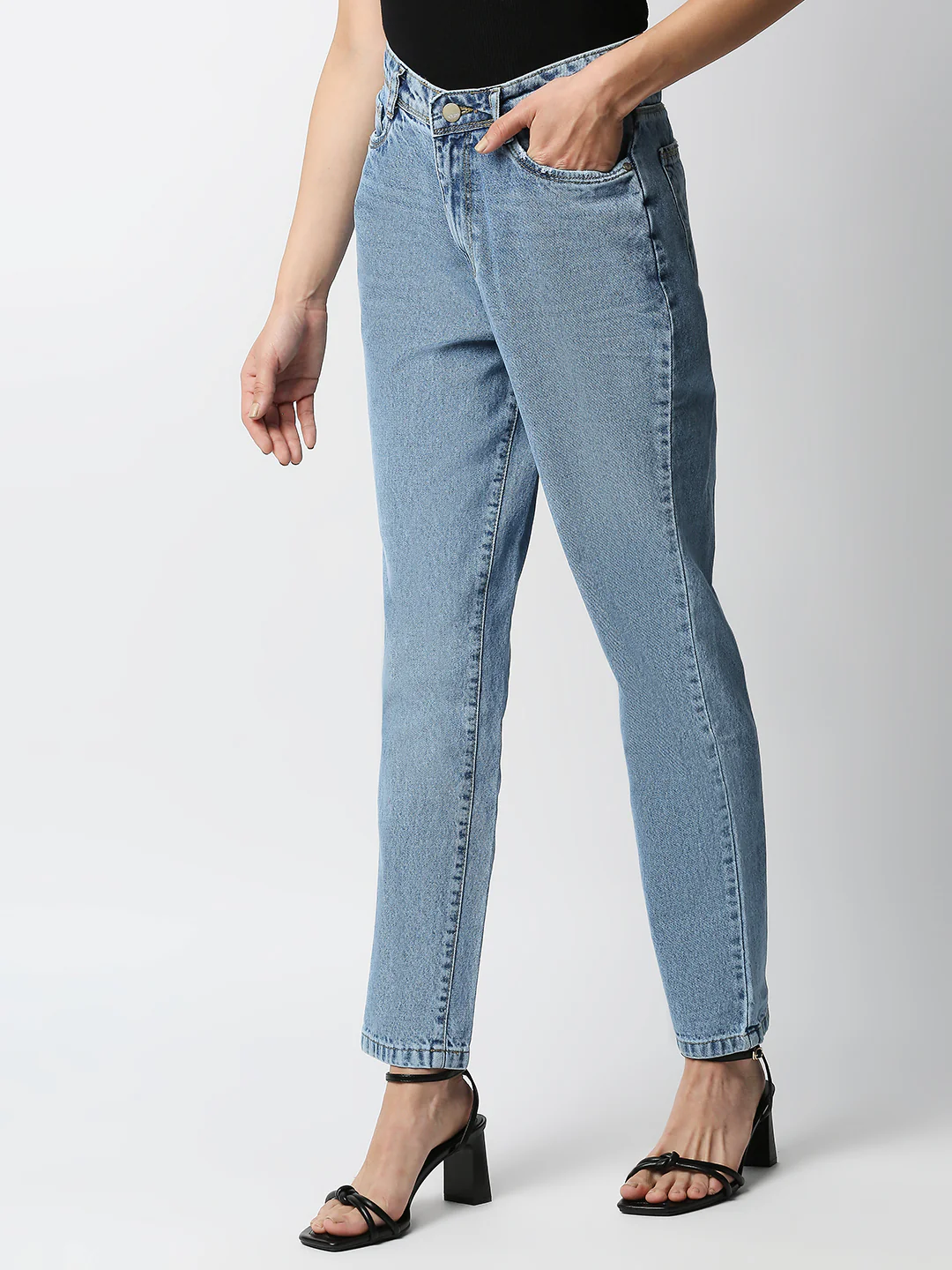 Women Dark Blue Super High-Rise Straight Jeans - Image 6
