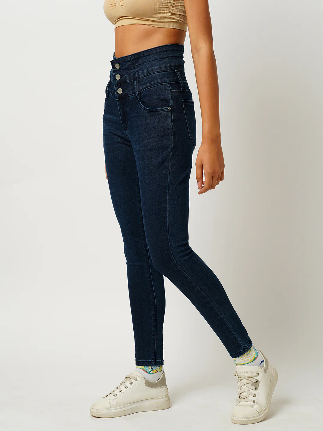 Women Dark Blue Super High-Rise Super Skinny Jeans - Image 6