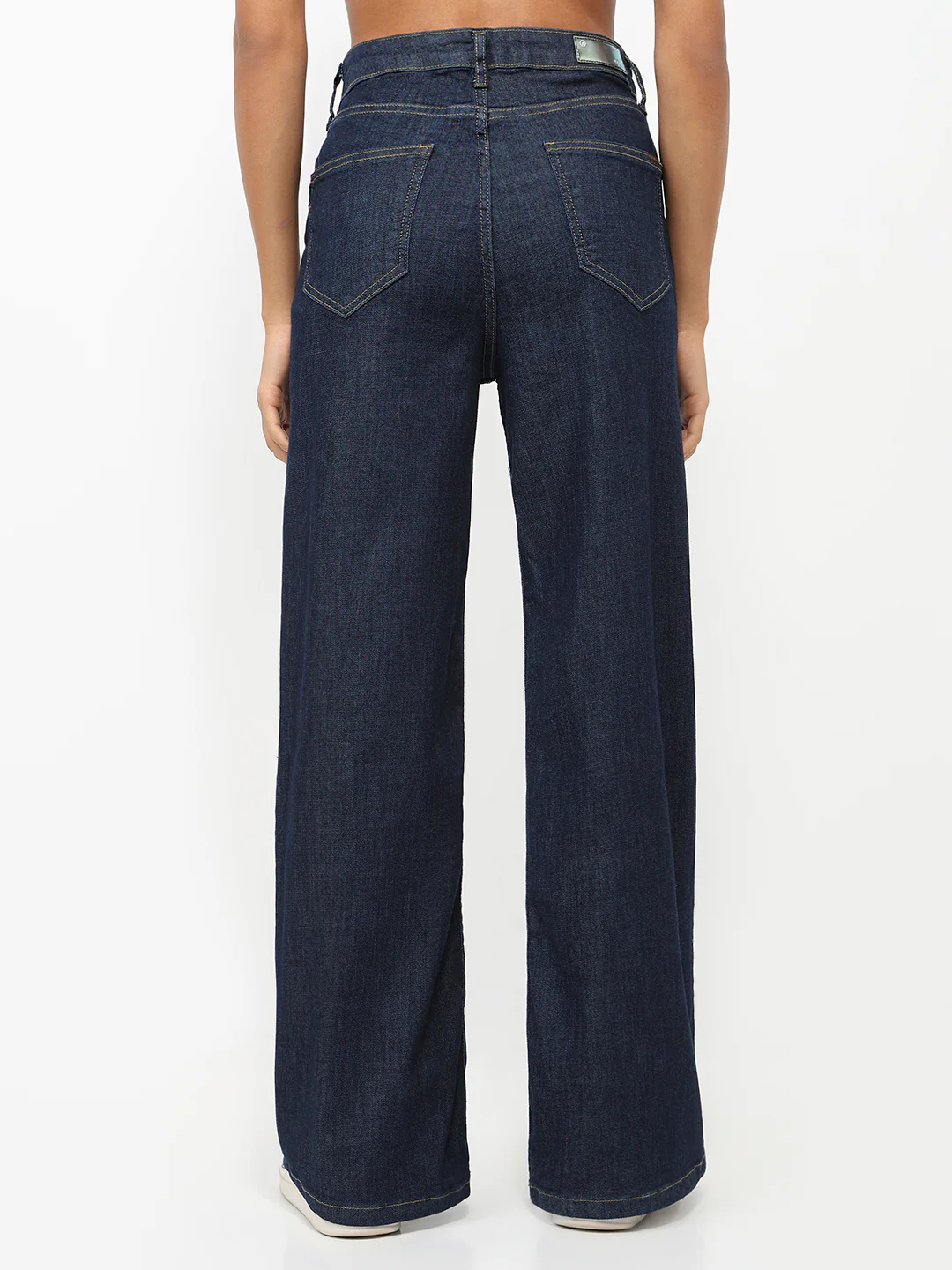 Women Dark Blue Super Wide Leg Jeans - Image 3