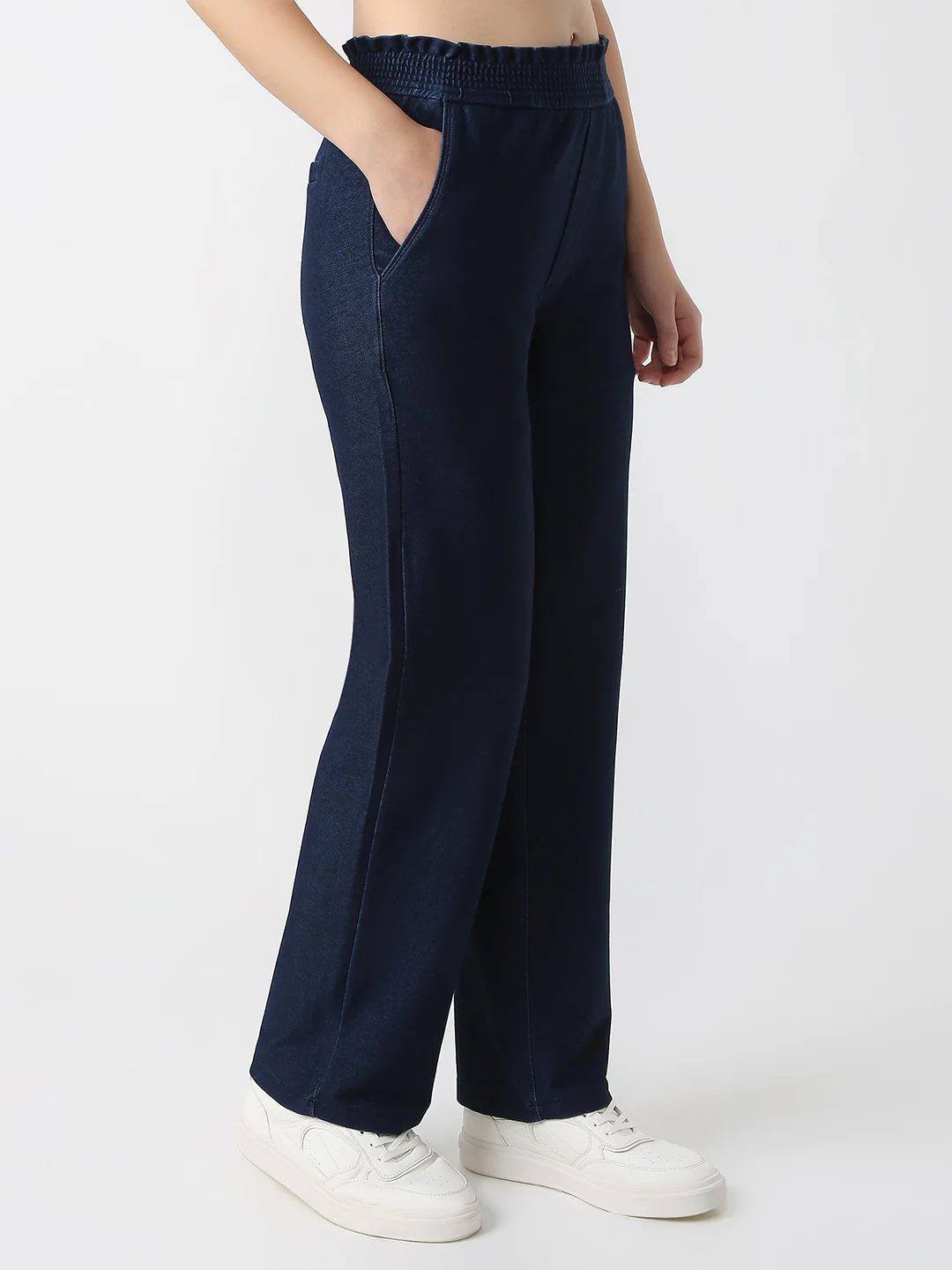 Women Dark Blue Wide Leg Jeggings - Image 5