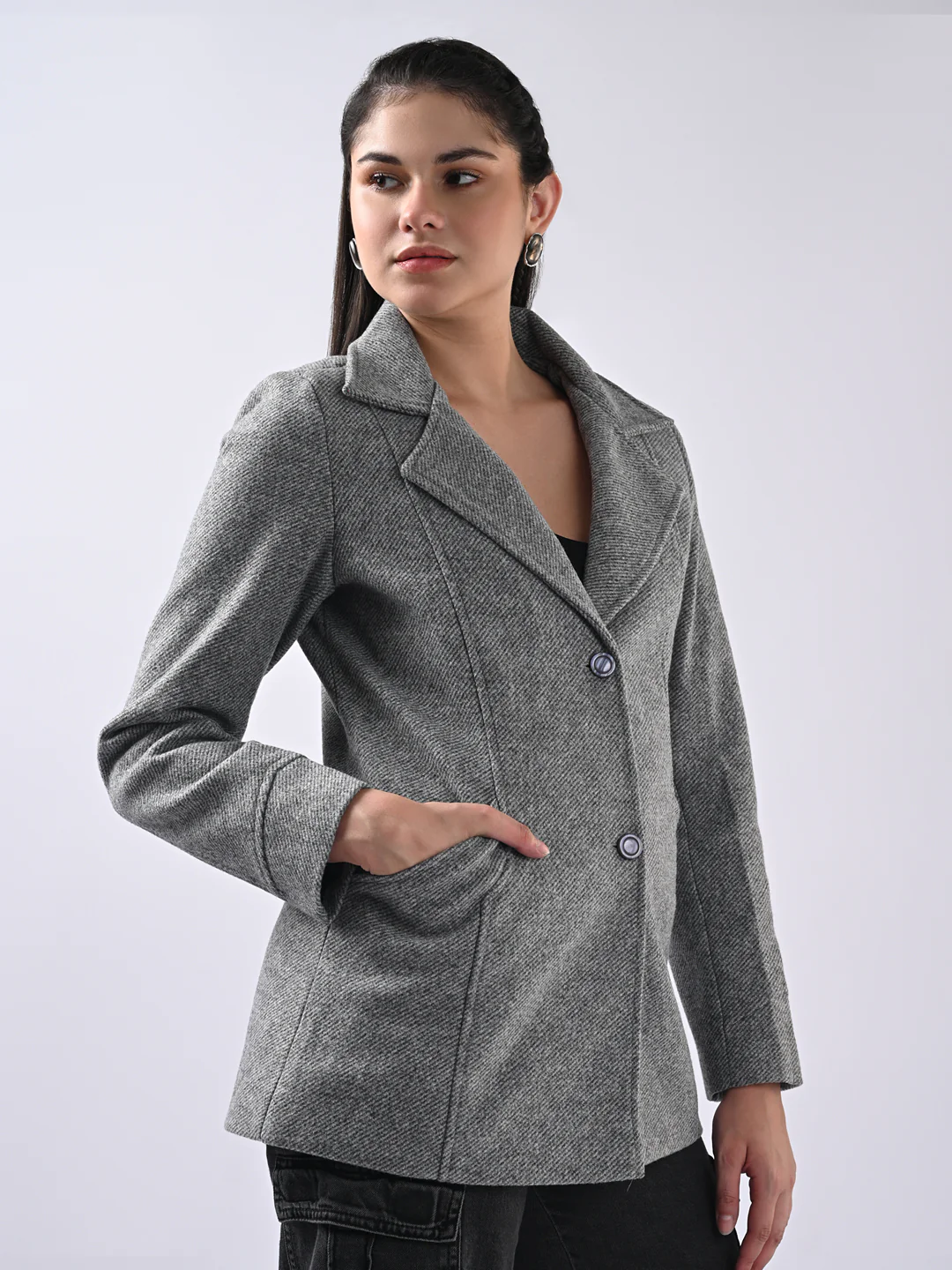 Women Dark Grey Coat - Image 4