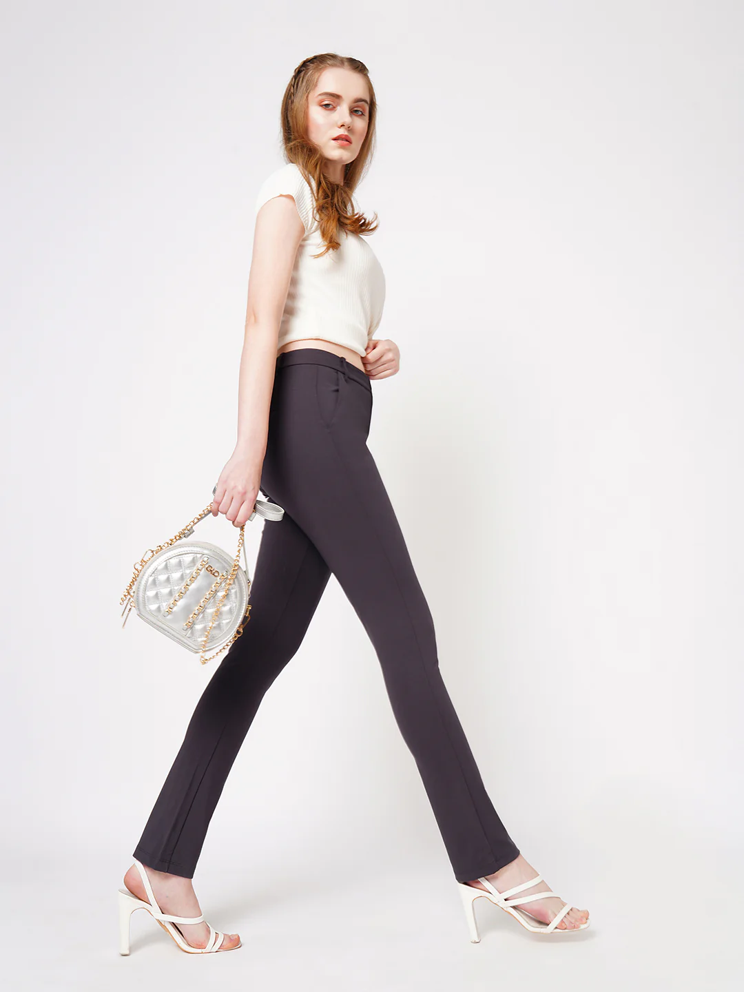 Women Dark Grey High-Rise Skinny Treggings