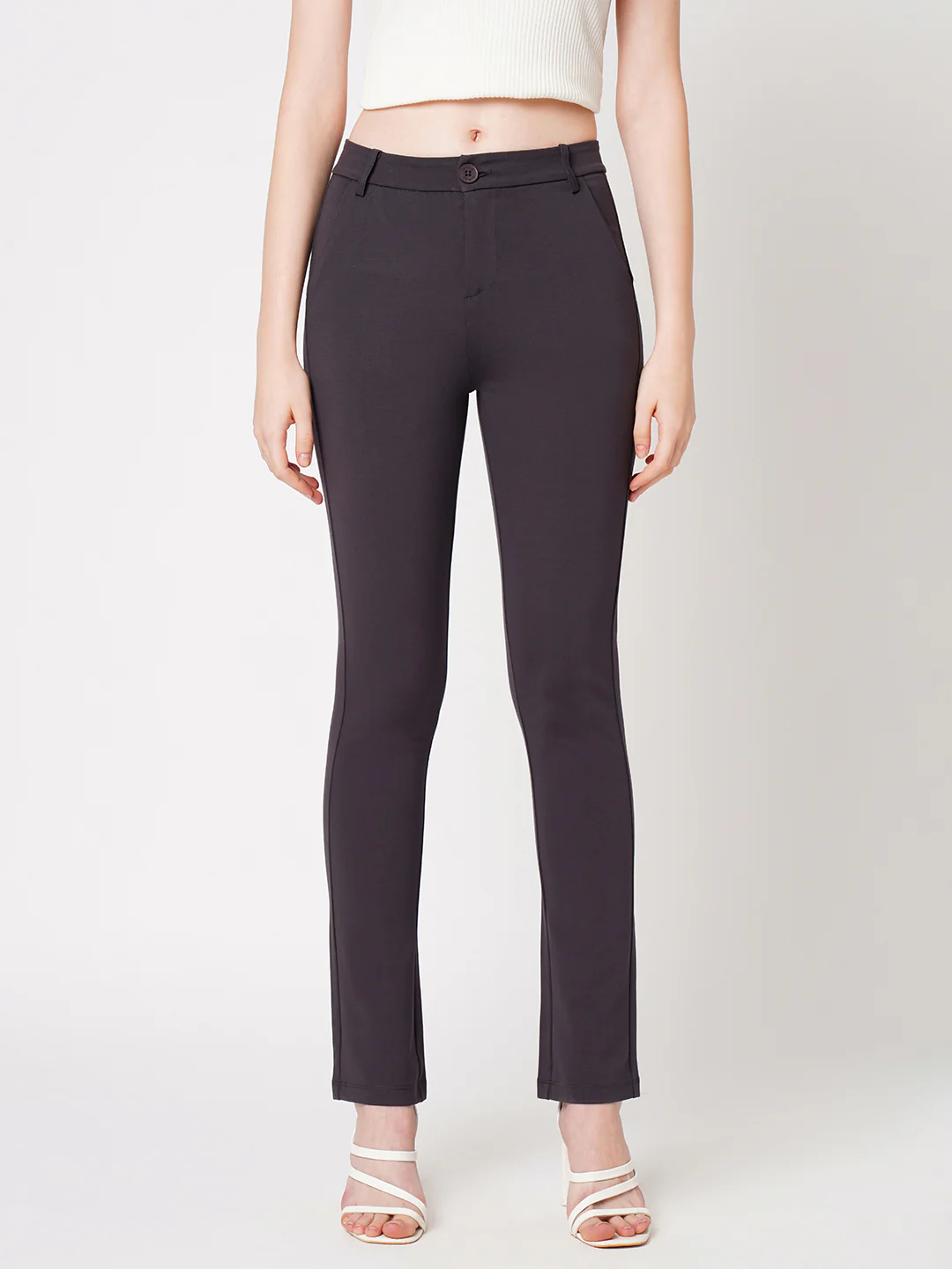Women Dark Grey High-Rise Skinny Treggings - Image 2