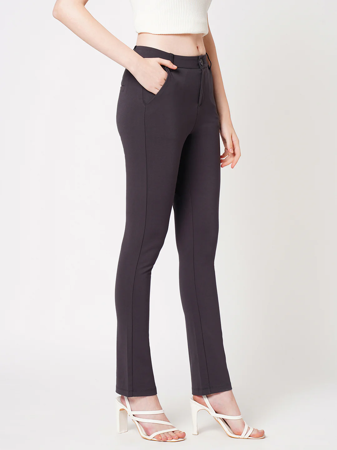 Women Dark Grey High-Rise Skinny Treggings - Image 5