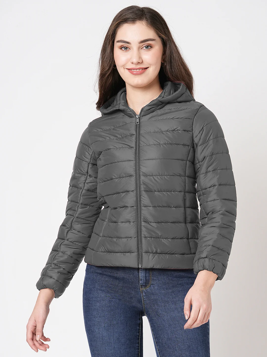 Women Dark Grey Winter Jacket - Image 2