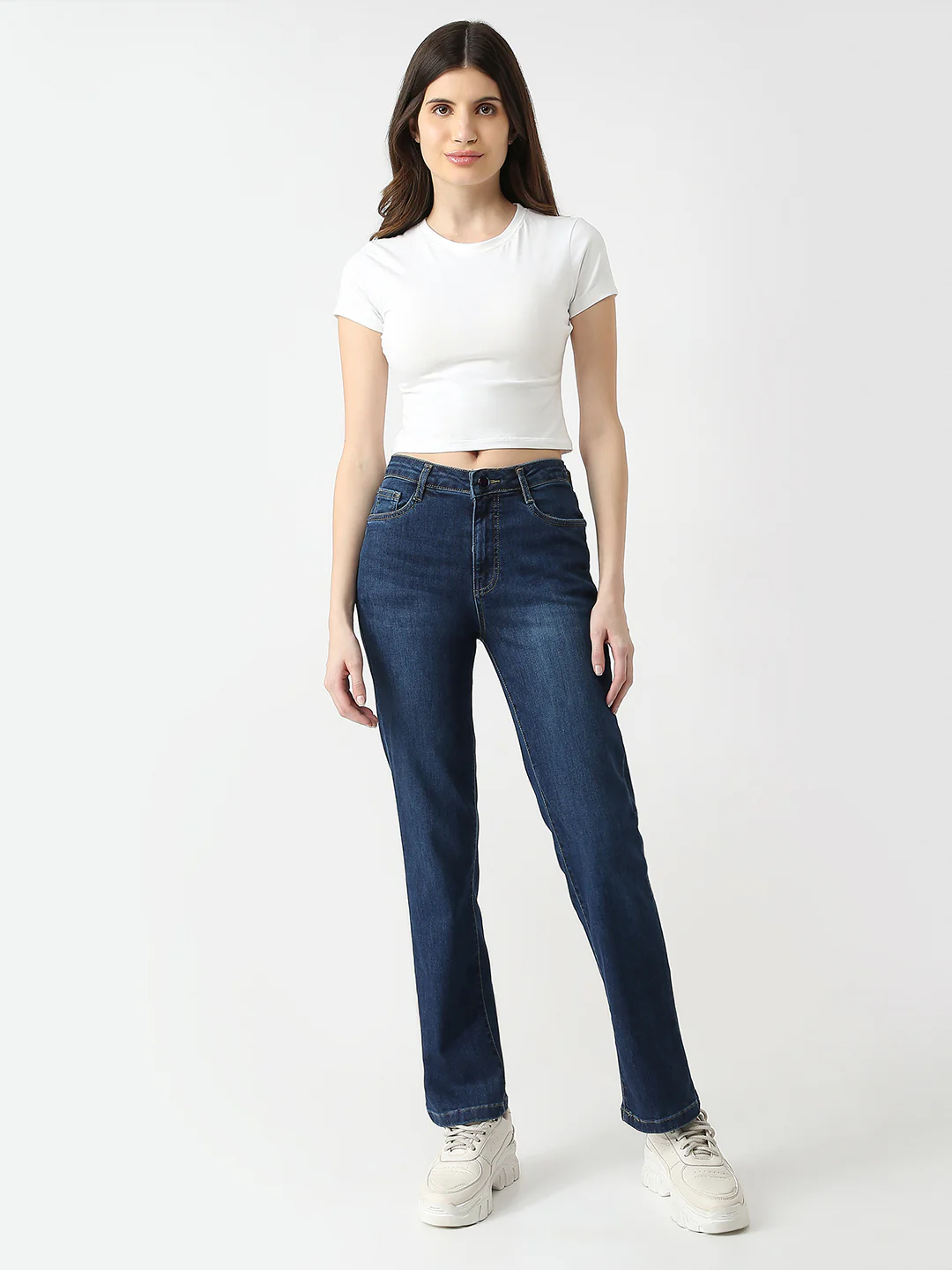 Women Dark High-Rise Slim Straight Jeans