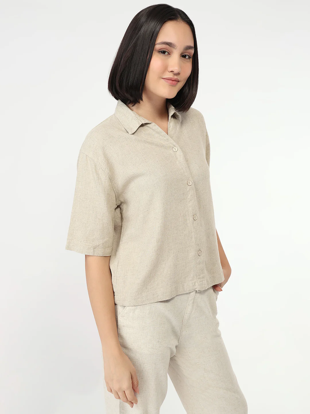 Women Dark Natural Crop Shirt - Image 4