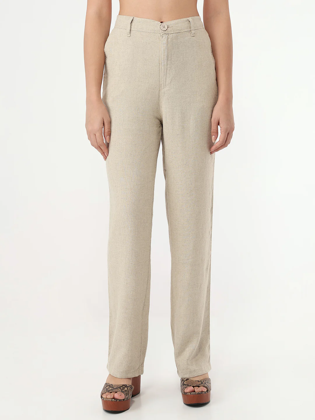 Women Dark Natural Loose Straight Fit Korean Pants - Image 2