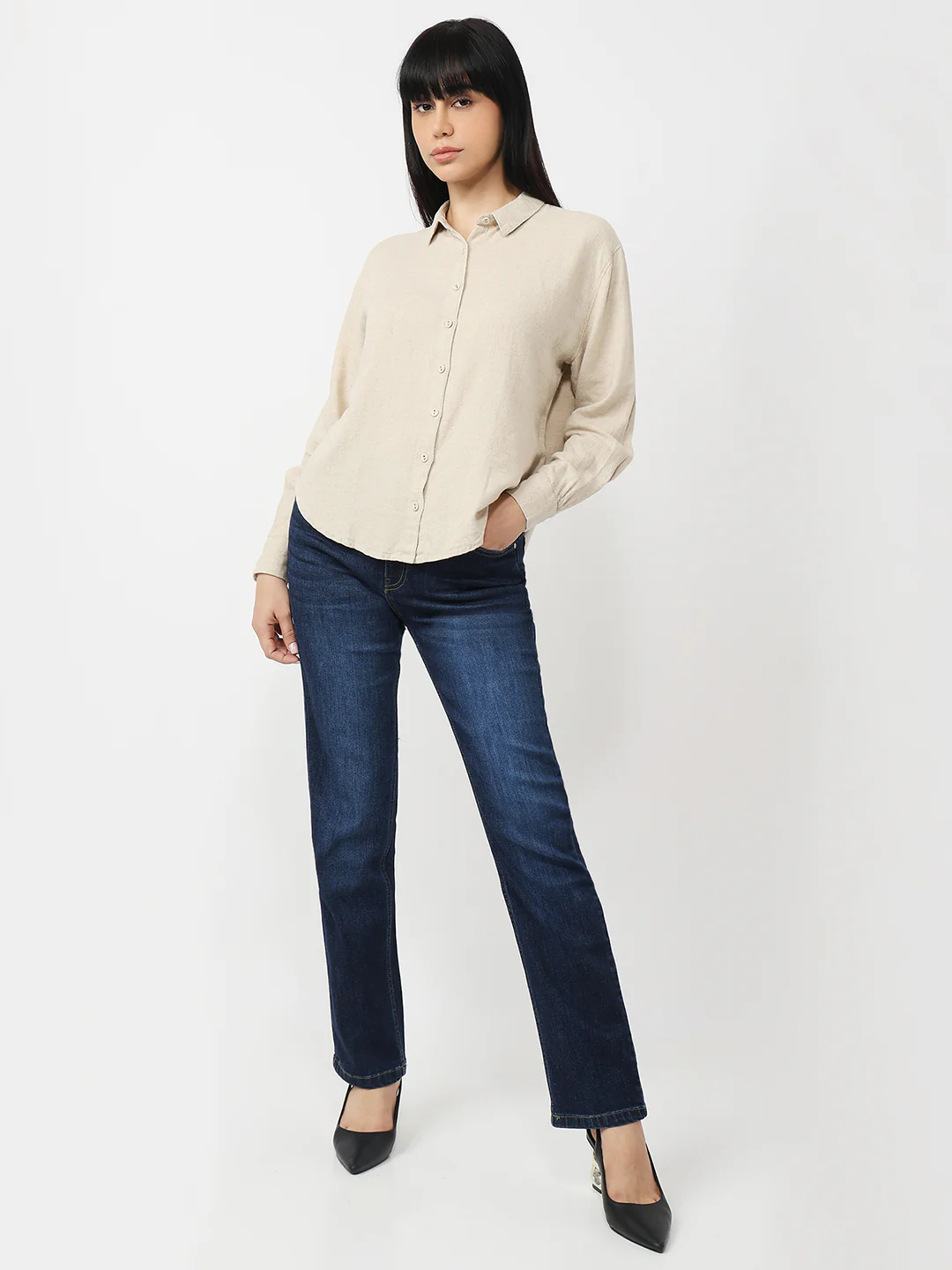 Women Dark Natural Oversized Shirt