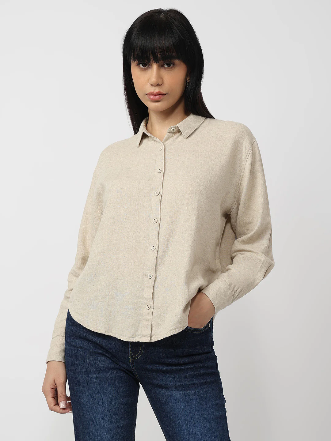 Women Dark Natural Oversized Shirt - Image 2