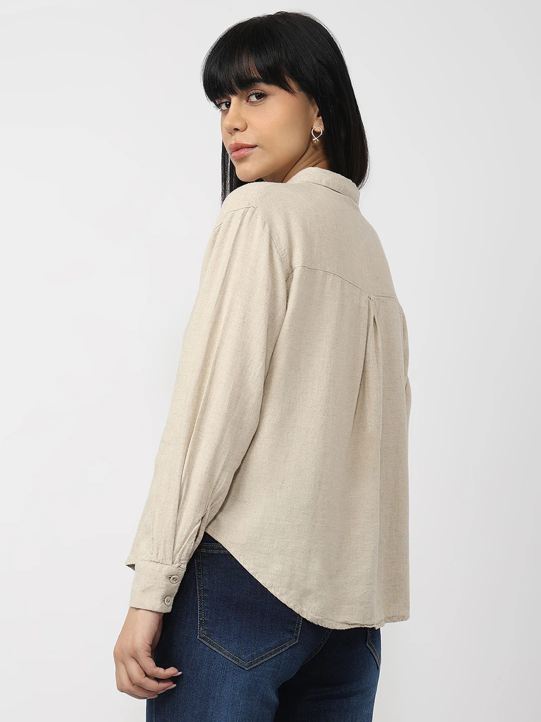 Women Dark Natural Oversized Shirt - Image 3