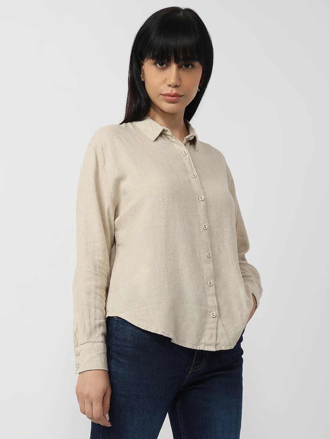 Women Dark Natural Oversized Shirt - Image 4