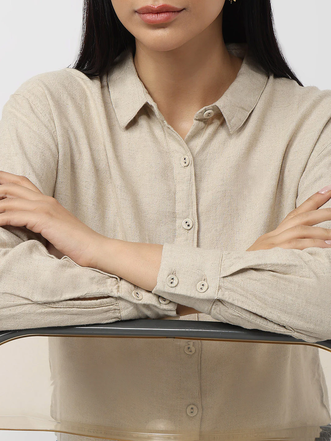 Women Dark Natural Oversized Shirt - Image 5