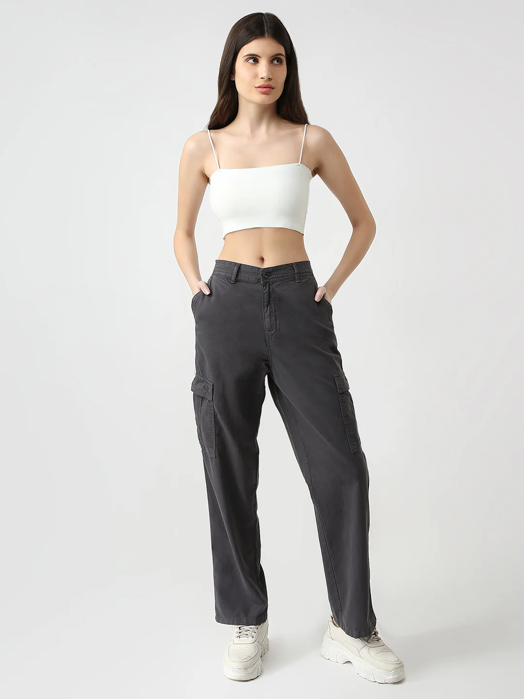 Women Dark Oyester Mid-Rise Cargo - Image 5