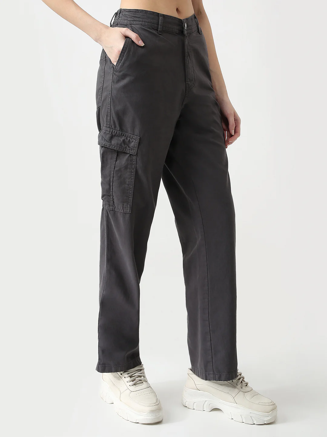 Women Dark Oyester Mid-Rise Cargo - Image 6