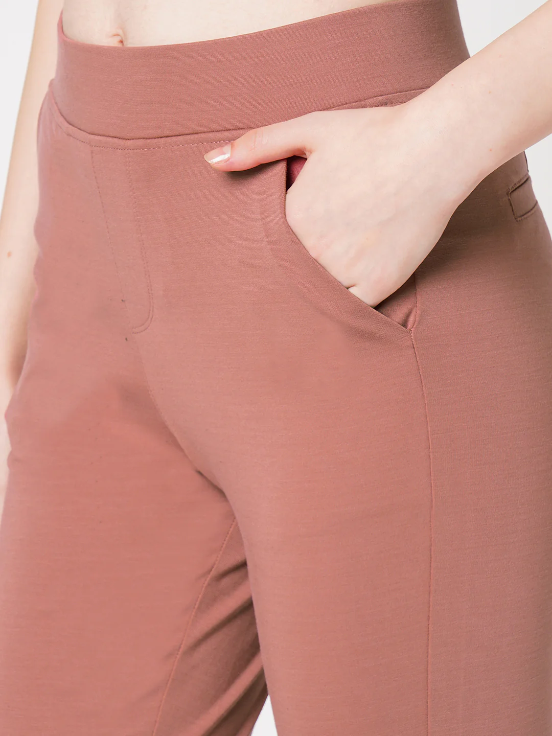 Women Dark Pink High-Rise Straight Treggings - Image 6