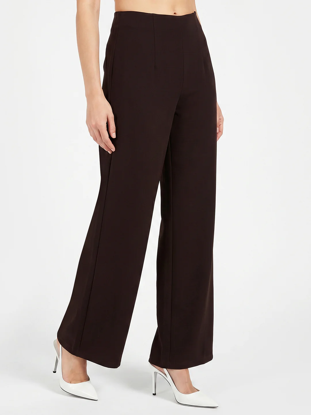 Women Dark Sepia High-Rise Wide Leg Korean Pants - Image 6