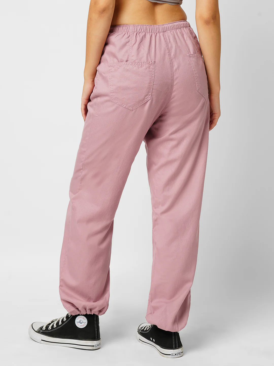 Women Dusty Pink High-Rise Parachute Fit Jogger - Image 3