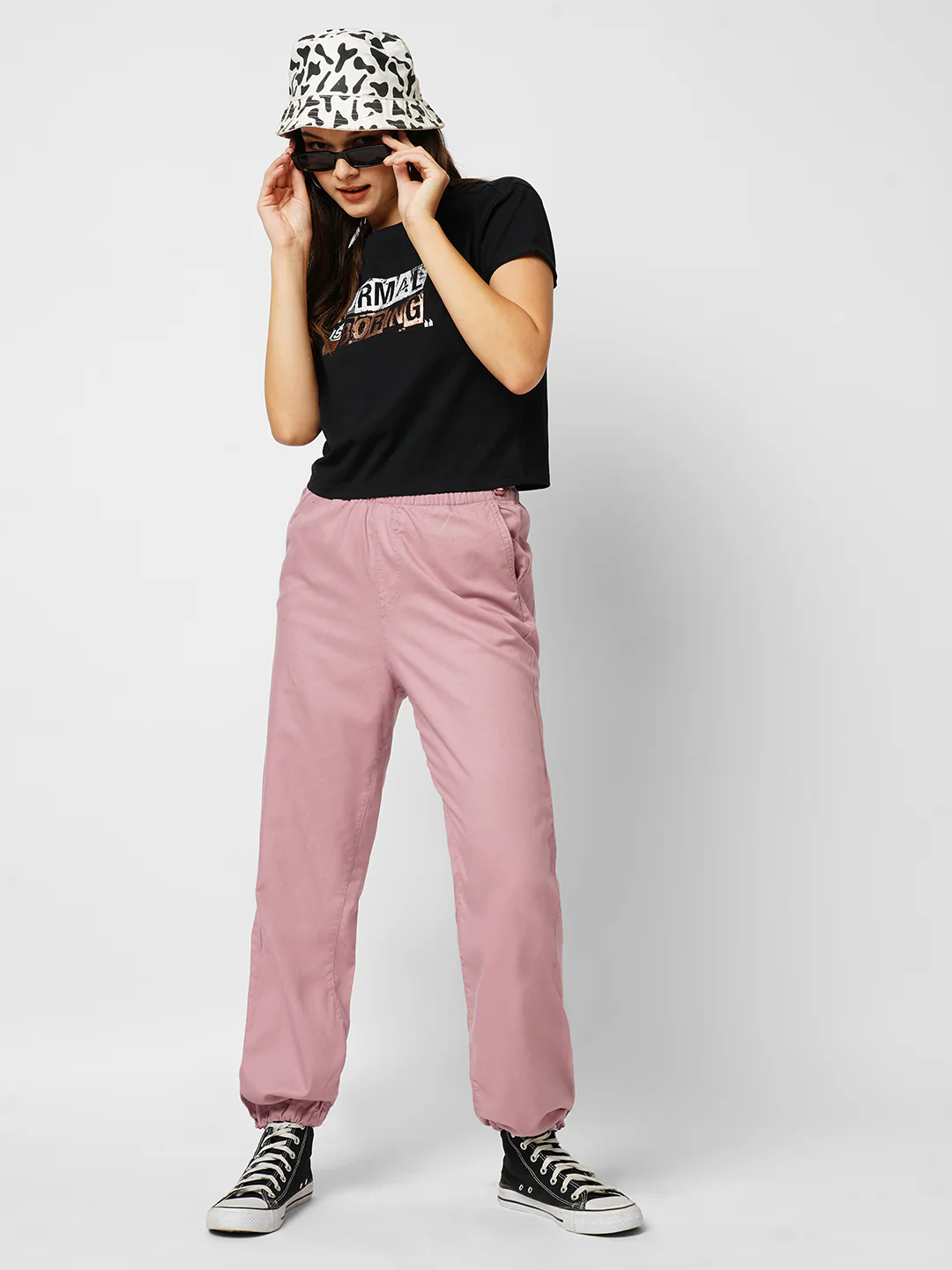 Women Dusty Pink High-Rise Parachute Fit Jogger - Image 4