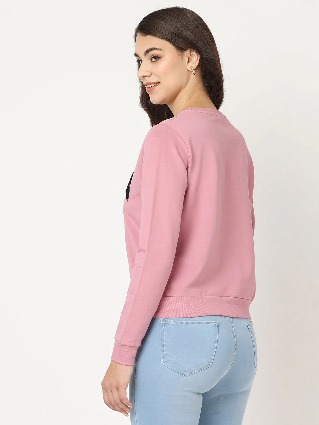 Women Dusty Pink Printed Sweatshirt - Image 3