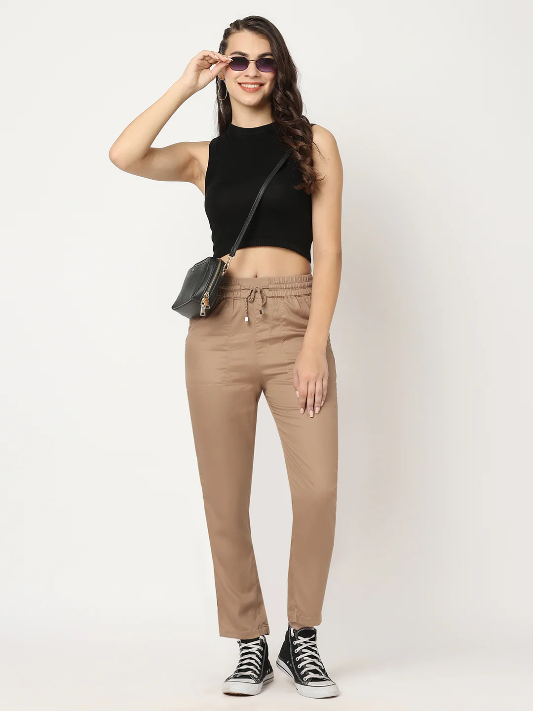 Women Dusty Rose Mid-Rise Paper Bag