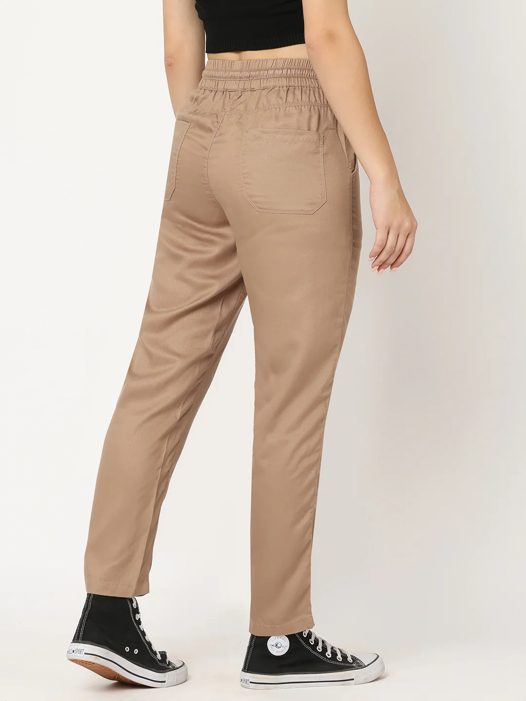 Women Dusty Rose Mid-Rise Paper Bag - Image 3