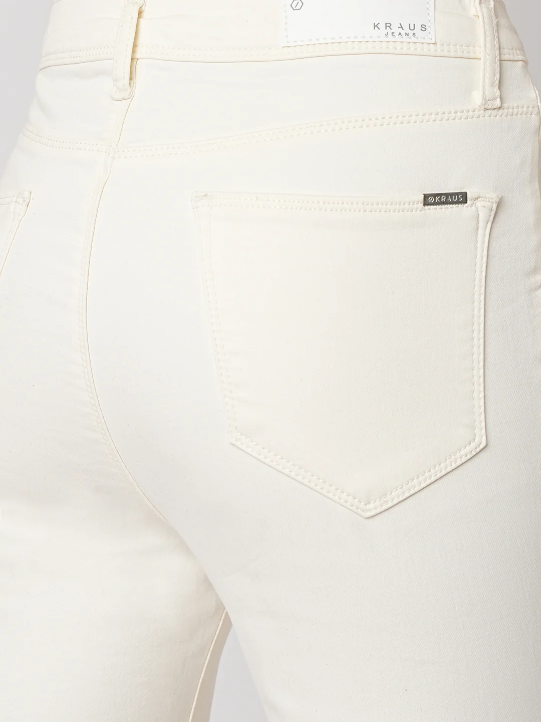 Women Ecru High-Rise Mini Flare Jeans - Image 6