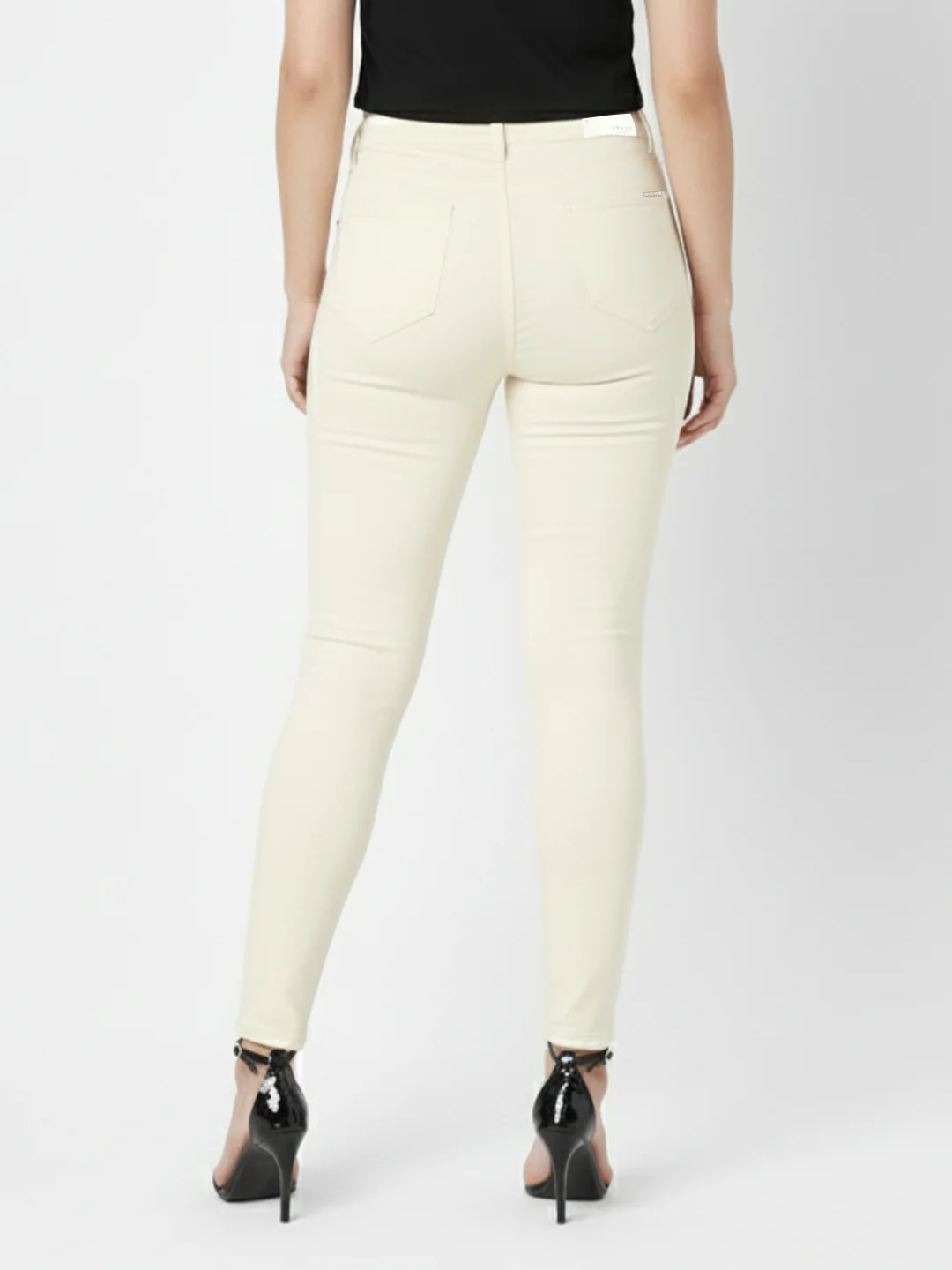 Women Ecru Super High-Rise Super Skinny Jeans - Image 3