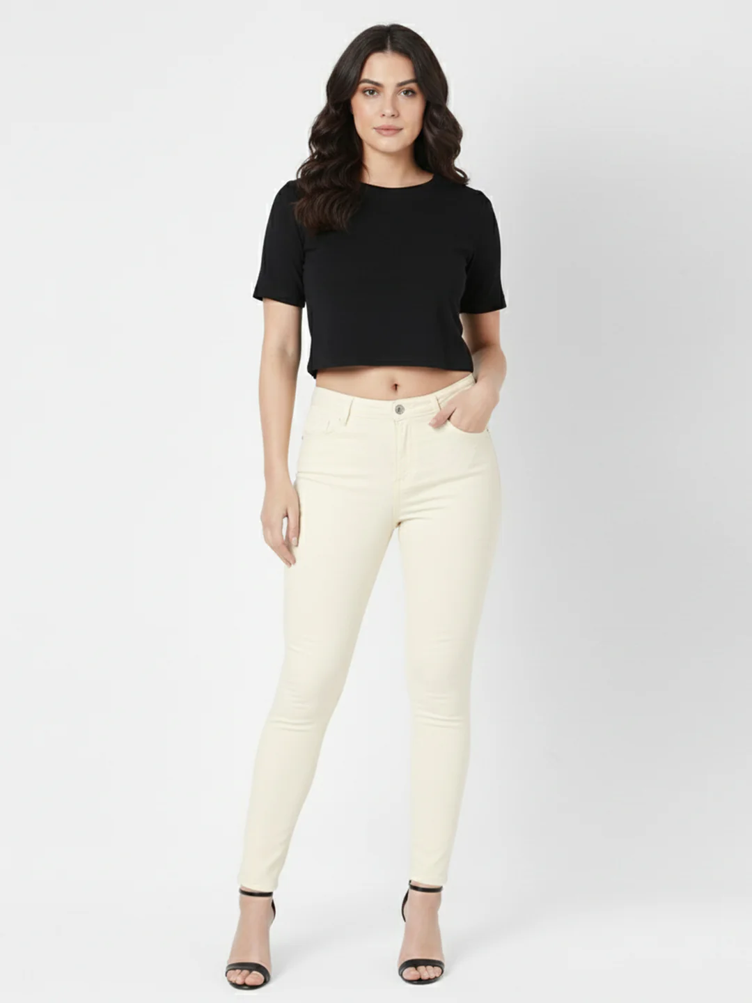 Women Ecru Super High-Rise Super Skinny Jeans - Image 6