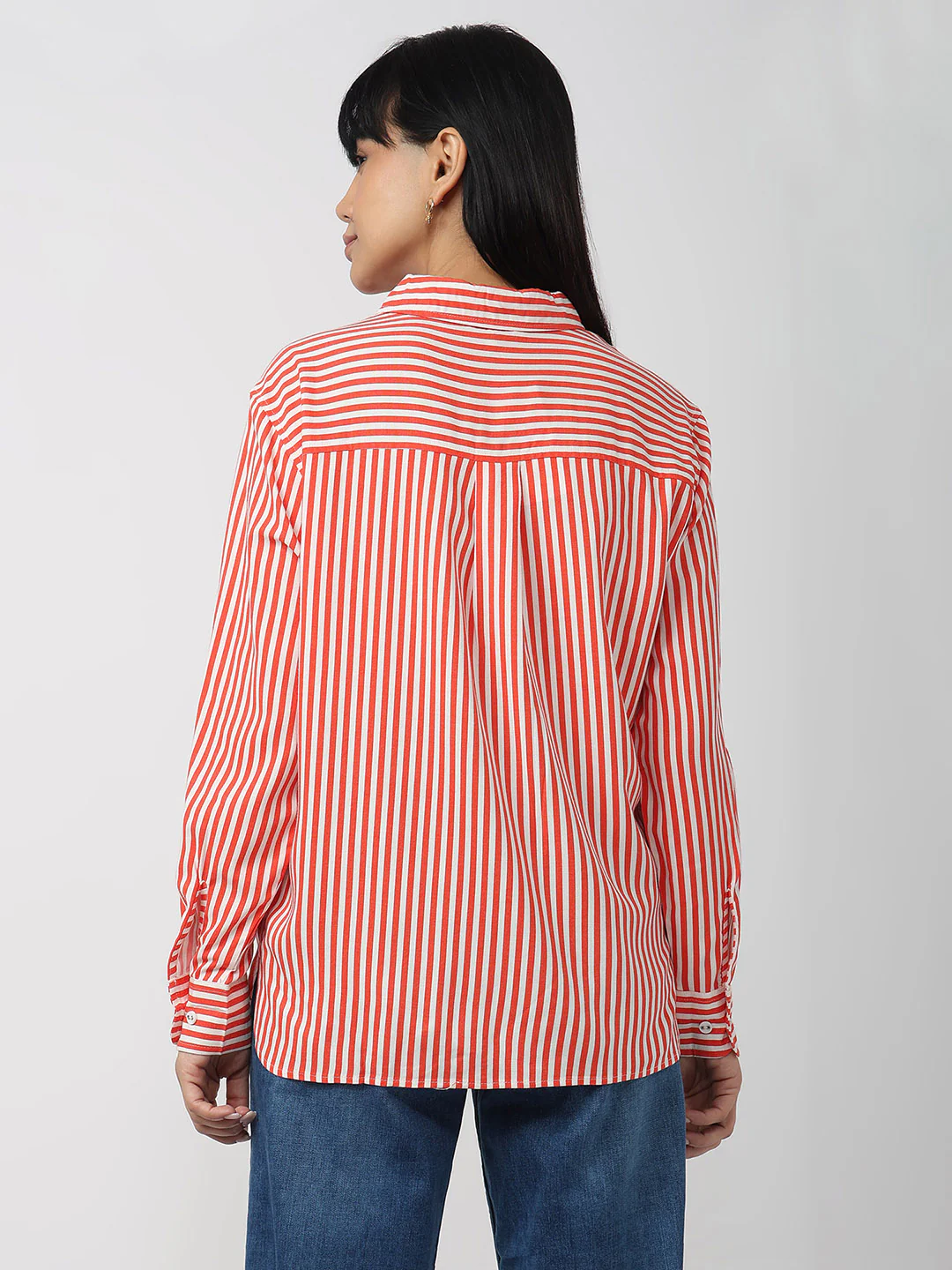 Women Flame/White Oversized Shirt - Image 3